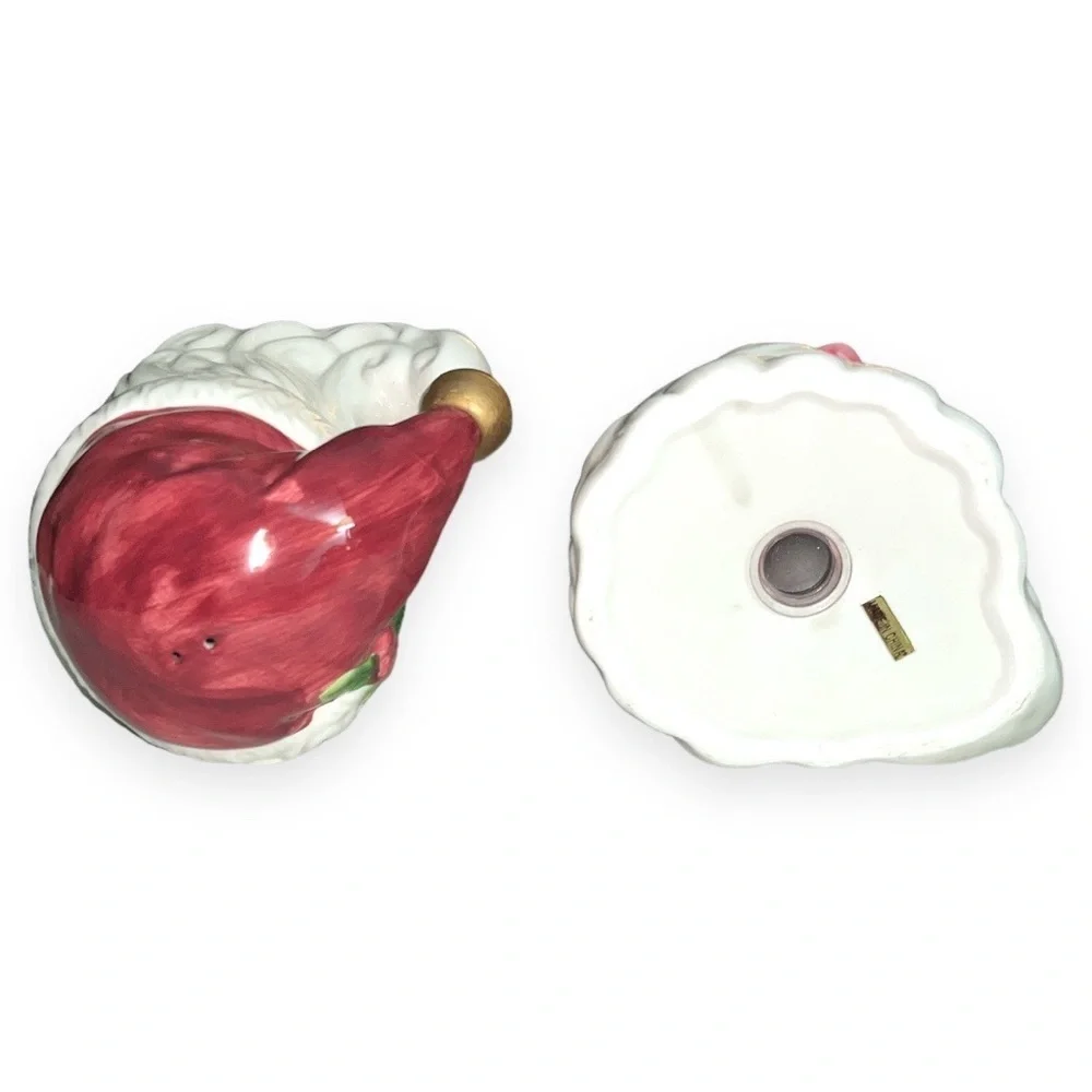 Vintage Big Ceramic Santa Claus Head Salt & Pepper Shakers Hand‎ Painted 4” H